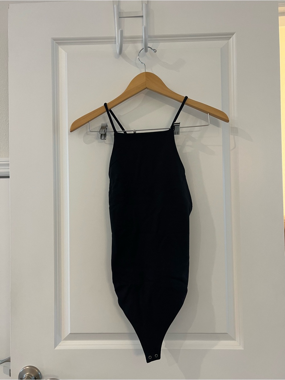 Black One-Piece Bodysuit with Thin Straps